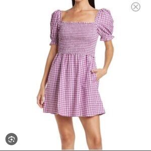 568-Anthropologie French Connection Purple Gingham Dress